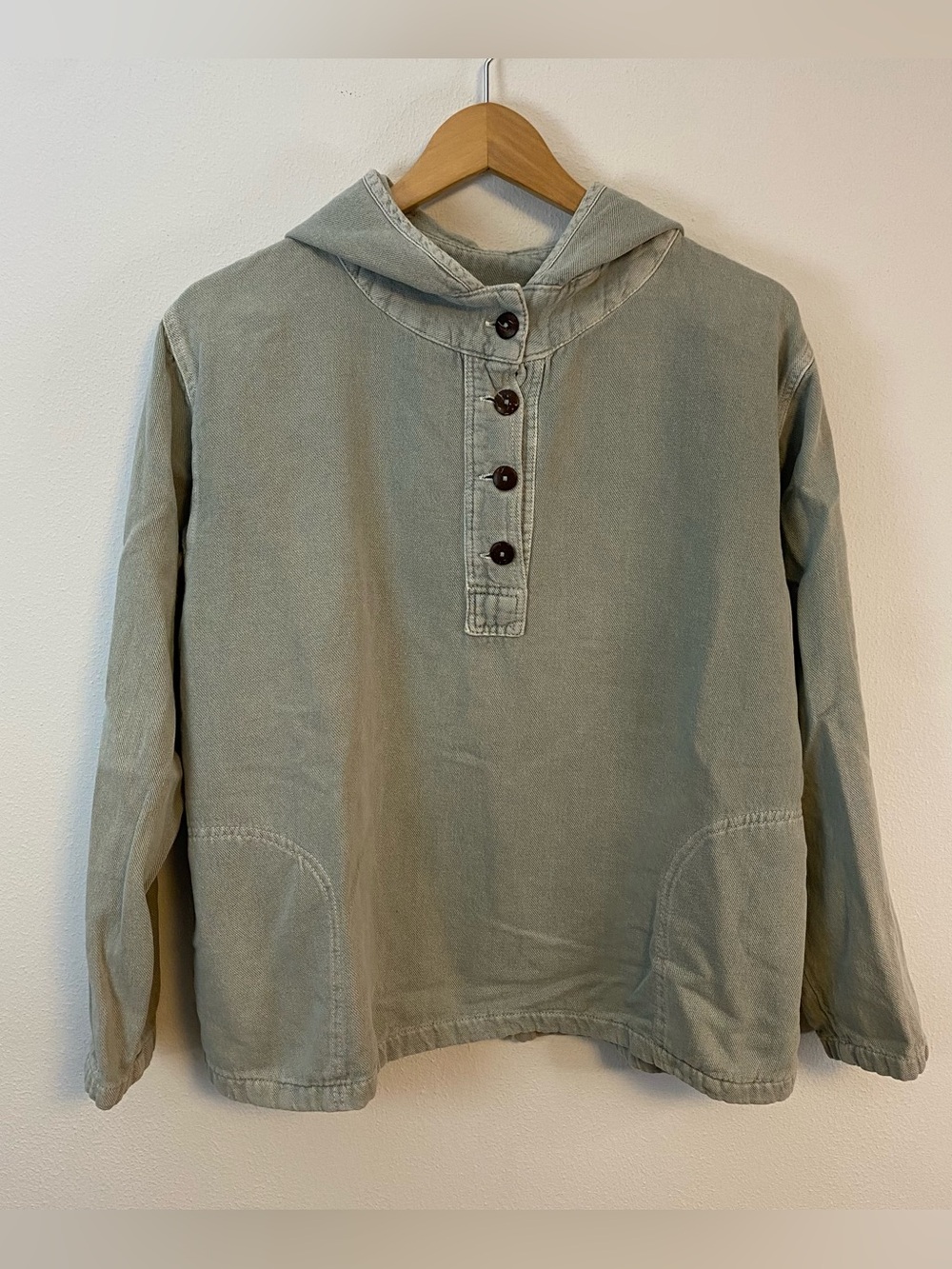Sea Breeze 100% Cotton Green Button Front Hoodie Women’s Small